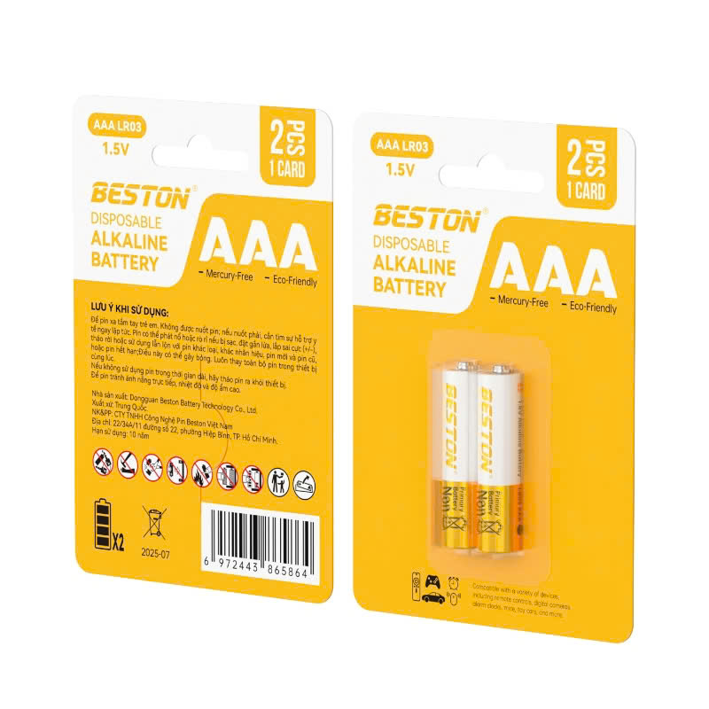 Pin Beston AAA Alkaline (Vỉ 2 viên) thế hệ mới, thời gian sử dụng lâu hơn, thời gian sử dụng lên đến 10 năm. - Ảnh 4